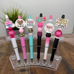 Nurse-Themed Pink & Blue Decorative Pens - Set of 6 - NEW